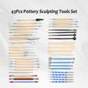 ISSEVE Pottery Clay Sculpting Tools 43Pcs Double Sided Ceramic Clay Carving Tool Set with Upgrade Stand-Up Design Carrying Case for Beginners Professionals School Student Pottery Modeling Smoothing