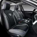 FLORICH Leather Seat Covers, Seat Covers Full Set, Car Seat Protectors 5 Seats, Automotive Seat Covers Fit for Most Cars Trucks SUV- Gray&Black