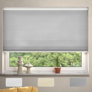 Cordless Light Filtering Cellular Shades for Indoor Windows, Honeycomb Window Blinds with Daytime Privacy, Easy Lift Shades for Bedroom, Living Room & Home Office, Grey, 24" W x 36" H