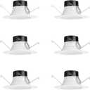 Juno E Series 5"/6" LED Ceiling Light, Baffle Trim Recessed Lighting with 5-in-1 Switchable White Color, 1200 Lumens for High Ceilings, Wet Rated LED Downlight, Dimmable, White, 6-Pack, 5-to-6-Inch, 1200 Lumens