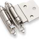 DecoBasics 3/8" Inset Cabinet Hinges Brushed Nickel (25 Pair -50 Pcs) Offset Self Closing Cabinet Hinges for Kitchen Cabinets Satin Nickel w/Silicon Bumpers & Upgraded Screws