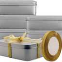Coobbar Empty Metal Tins Box with Lid,6 Pack Stainless steel Tins Cookie Tin Cans Storage Container for Treats, Gifts, Candle, Favors and Crafts, Silver, 4.9 x 3.7 x 1.6 Inches