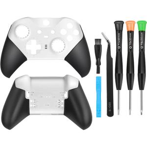 Front Back Housing Shell Faceplate Grip Cover Replacement Repair Parts Accessories Kit for Elite Series 2 Controller (White)