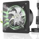 8 Inch Garage Ventilation Fan, Heavy-Duty Metal Exhaust Fan with High Airflow & Low Noise, Suitable for Garage, Workshop, Shed & Utility Room, Black