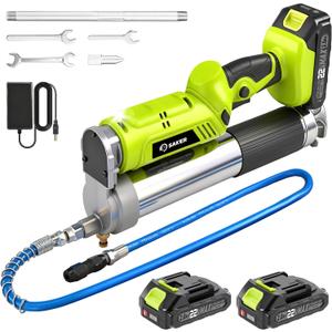 Saker 12,000 PSI Electric Grease Gun, Cordless Grease Gun Kit with 2 * 2.0Ah Batteries, 5.5 oz/min High Flow & LED Light for Truck, Automotive, RV, Farm DIY