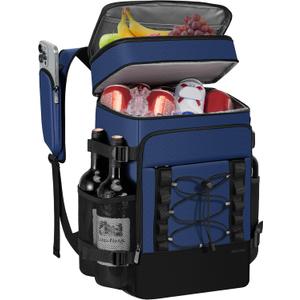 Cooler Backpack - 40 Cans Insulated Backpack Cooler for Men & Women, Portable 2 Leak Proof Compartments Coolers Bag for Beach Travel Picnic Lunch Hiking BBQ Camping - MIYCOO (Dark Blue)