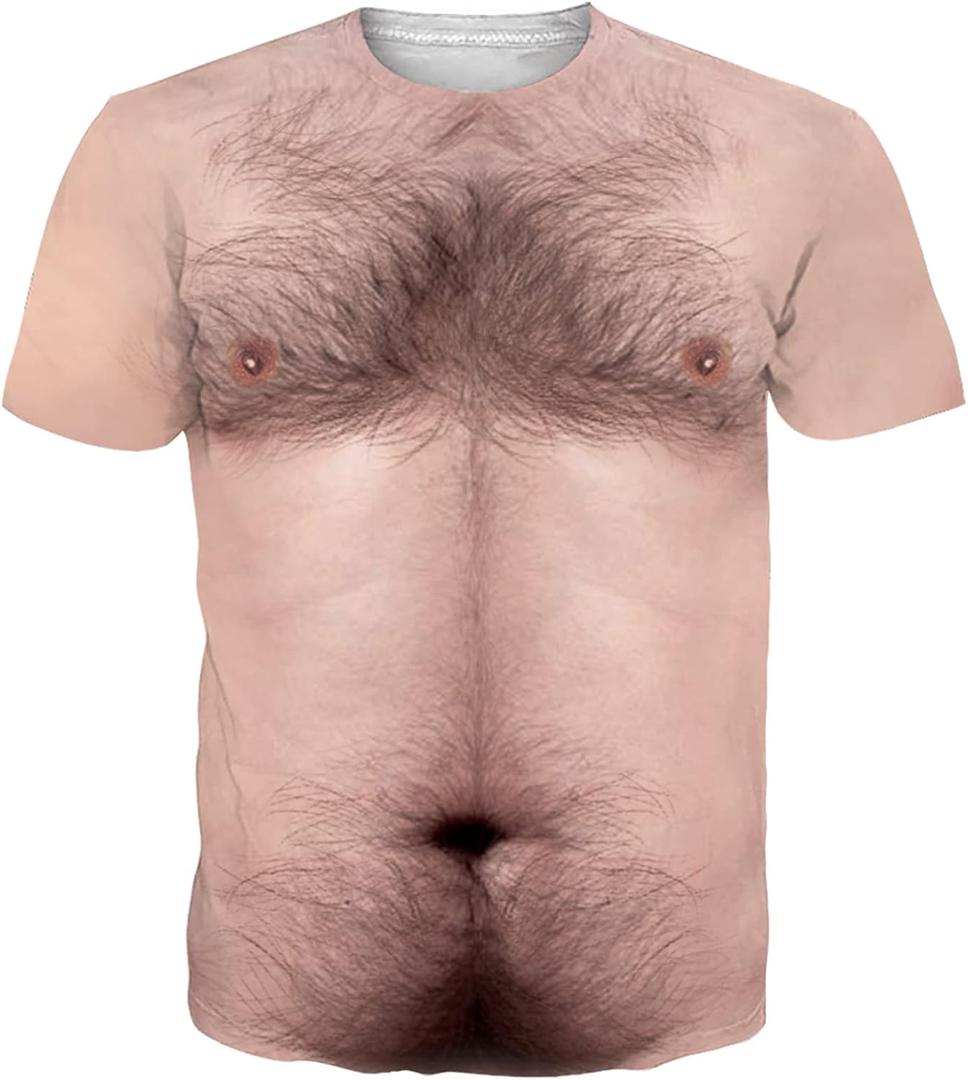 uideazone Mens Short Sleeve T-Shirt Casual 3D Creative Print Crewneck Graphic Tees (XXL)