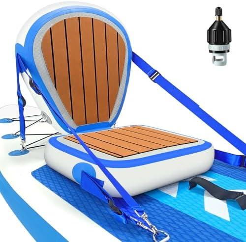 ZAFIED Inflatable Kayak Seat with Back Support, Universal Sturdy Paddle Board Seats for Sit on Top, Adjustable Blow Up Seat with Inflate Nozzle for Kayaking Canoeing Rafting