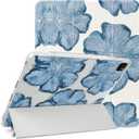 Lovmooful Compatible for iPad Pro 11-Inch,2022/2021/2020/2018 Model(4th/3rd/2nd/1st Generation) Case with Pencil Holder Cute Flower Soft TPU Trifold Stand Protective-Blue Floral