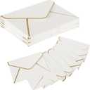 100PCS 5x7 Envelopes for Invitations Business Mailing Envelope with Gold foil V Flap Gold Seal Card Envelopes for Wedding Thank You Gift Cards Birthday Baby Shower Cards-White