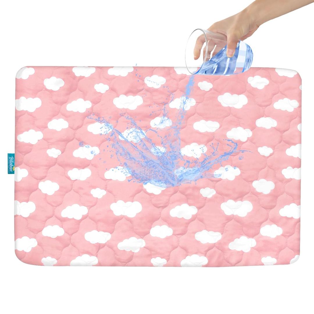 Pack and Play Mattress Protector Sheets Fitted Waterproof Playard Mattress Pad Cover, Compatible with Graco Pack n Play & Dream On Me & Pamo Babe, Playpen/Playard Sheet, Pink Cloud, 39" x 27"