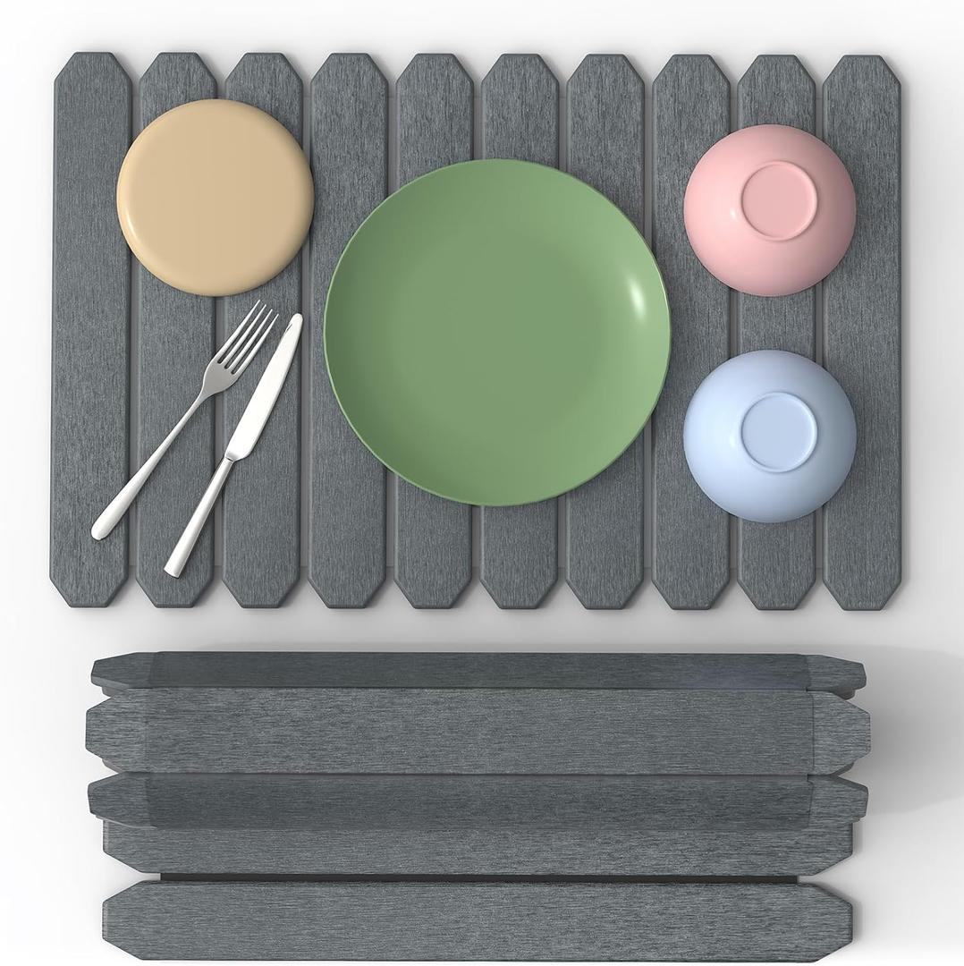 Stone Drying Mat For Kitchen Counter, Large Stone Dish Drying Mats Foldable, Quick Dry Water Absorbent Diatomaceous Earth Dishes Mat for Cups Bottles, 24" x 16", Grey (Dark Gray)