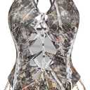 Floerns Women's Gothic Cut Out Lace Up Bodysuit Going Out Halter Neck Rave Body Suits (XS)