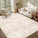 8x10 Area Rugs for Living Room: Washable Rug Soft Vintage Boho Carpet Indoor Floor Non-Slip Stain Resistant Floral Large Carpets for Bedroom Dining Room Farmhouse Nursery Home Office Beige