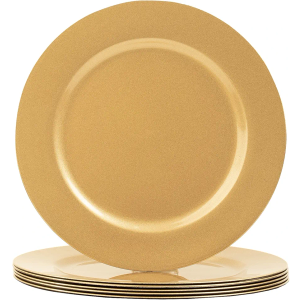 MAONAME Gold Charger Plates Set of 6, 13-Inch Round Plate Chargers for Dinner Plate, Plastic Table Chargers for Wedding Decor, Party