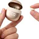 Xmenha Invisible Mini Small Earbuds Wireless Bluetooth, Skin Tone Comfortable Discreet Tiny Hidden Micro Smallest Sleep Earbuds Low Profile Headphones for Work Ear Buds for Small Ears Canals Women (Beige)