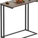 C-Shaped Side Table, Modern End Table with Metal Frame, Space Saving Design for Living RoomLarge Surface Couch Table for Bedroom, and Home Office24 x 12 x 24 inches (Rustic Brown)
