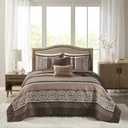 Madison Park Oversized Queen Quilt Bedding Set, Reversible Quilted Bedspread Set, 5PC