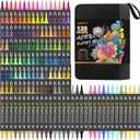 NICETY 128 Acrylic Paint Markers, Dual Tip Brush Paint Pens for Rock Painting, Wood, Glass, Stone, Canvas, Ceramic, Fabric - Fine & Brush Tip Water Based Acrylic Markers Pens