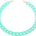PATIKIL Acrylic Purse Chain, 24 Inch Acrylic Chain Linking Rings Handbag Strap Quick Link C-Clips Hooks Connectors for Jewelry Making DIY Craft Purse Eyeglass, Matte Grass Blue