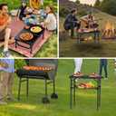 Anbte 2ft Folding Camping Table with Storage Net, 3 Adjustable Heights Small Folding Table Lightweight & Portable with Carry Handle, for Camping, Fishing, Picnic, Beach, Outdoor, 22.8" x 15.7", Black