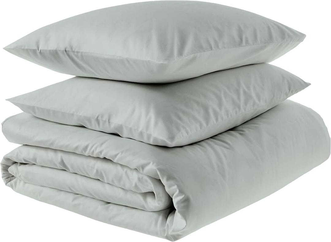 Amazon Aware 100% Organic Cotton 300 Thread Count Duvet Cover Set - Sage Green, Full/Queen