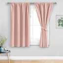 JIUZHEN Blackout Curtains for Bedroom - Thermal Insulated,Noise Reducing Room Darkening Privacy Rod Pocket Drapes for Girls Nursery Room, Set of 2 Panels with Tiebacks, 42 x 54 inch Long, Blush Pink
