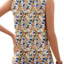 Ladlop Summer Square Neck Tank Tops for Women Pleated Loose Fit Casual Sleeveless Tops Shirts Flowy (L)