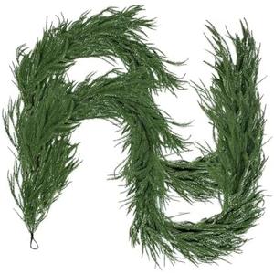 6FT Artificial Norfolk Pine Garlands for Christmas Decorations,Real Touch 2 PCS Winter Faux Greenery Garlands for Mantel Table Stair Fireplace Wall Holiday Indoor Outdoor Decor