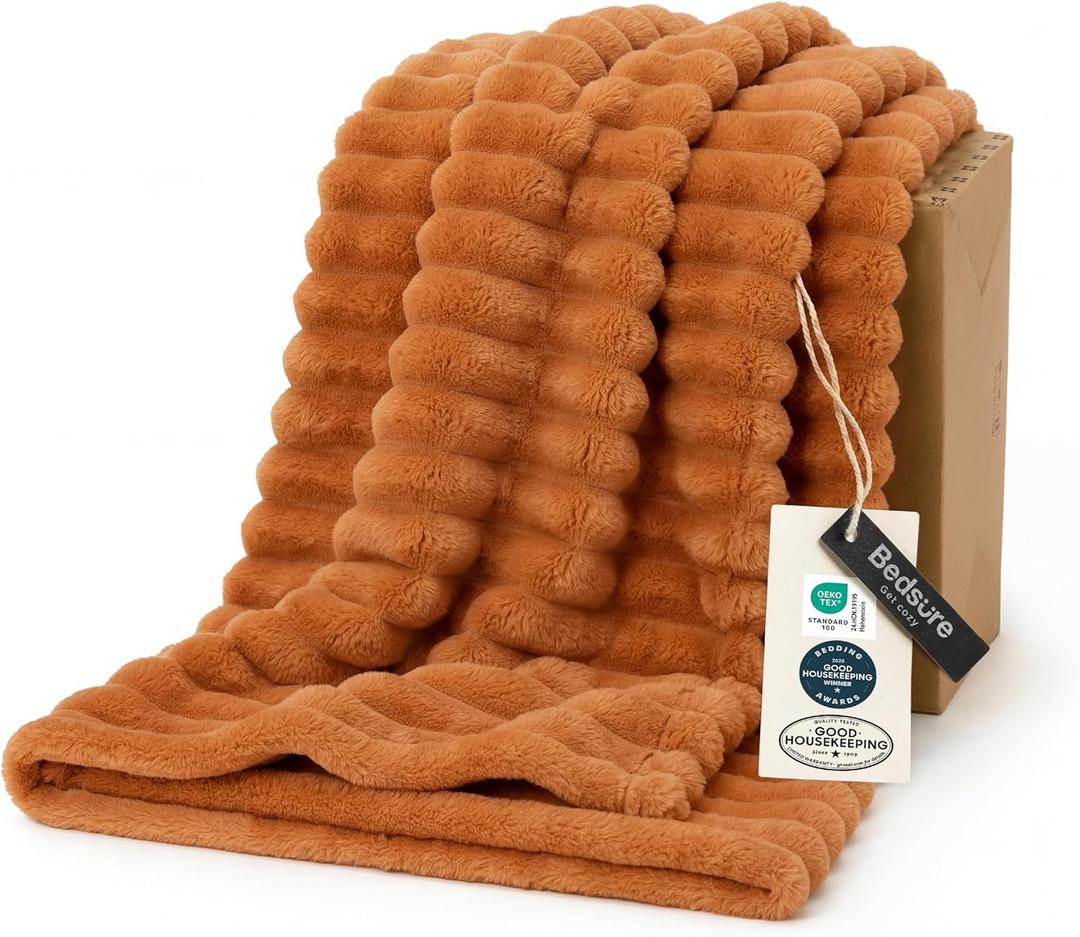 Bedsure GentleSoft Twin Blanket for Couch - Cozy Soft Fall Blankets for Women, Cute Small Throws for Girls, Orange, 60x80 Inches