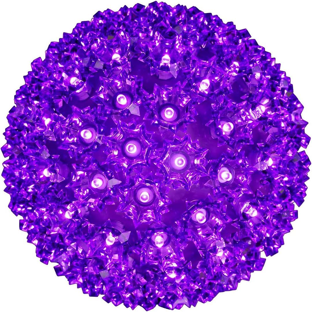 Novelty Lights LED 7.5in 100 Light Starlight Sphere, Purple, Large Ornament Ball Light, 5ft Hanging Cord with S Hook, 12ft Power Cord with Stackable Plug, Commercial Grade