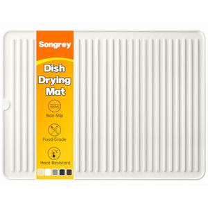 Songrey 24" x 18" Silicone Dish Drying Mat, Kitchen Counter Drying Pad for Sink Dishes or Under Rack, Multi-Use as Heat Resistant Trivet, Coffee Bar Mat