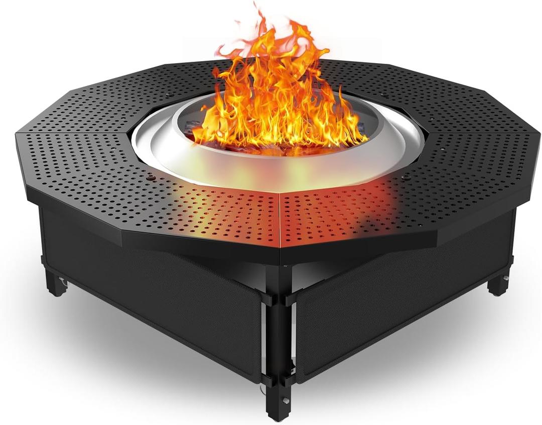 Fire Pit Surround Tabletop for Solo Stove Bonfire Ranger 2.0, with Coated Steel and UV-Resistant Outdoor Fabric, Adjustable Tabletop for Solo Stove Bonfire Accessories, Thick Metal,  M for Bonfire Ranger 2.0
