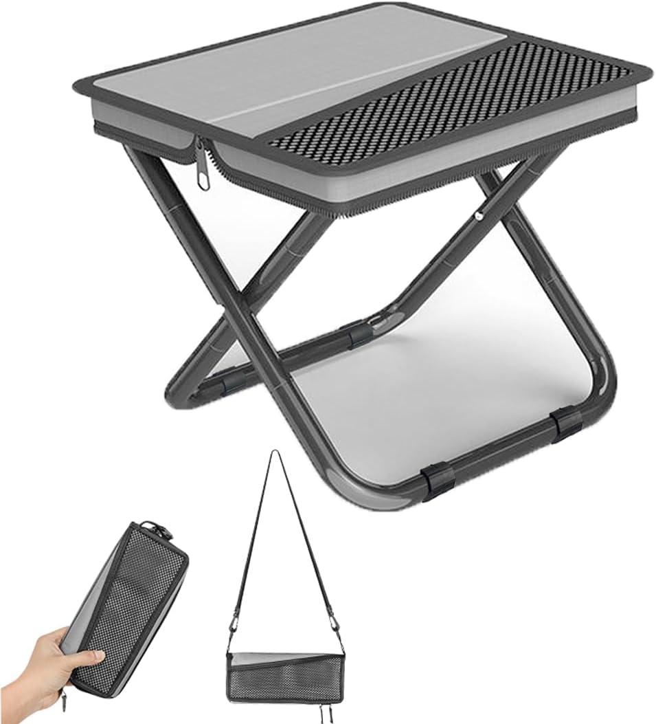 Portable Ultralight Collapsible Stool, Camping Chair, Handbag Style Pocket Foldable Stool for Camping Travel Fishing Hiking and Outdoor Activities(Gray)