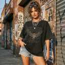 Vintage Rock Band T-Shirts for Women Retro Free Bird Eagle Graphic Country Music Tees Casual Loose Short Sleeve Tops (Black, L)