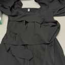 Dokotoo Women's Wrap V Neck Short Flared Sleeve Wedding Guest Dress Smocked Elastic Waist Tiered Belted Ruffle Hem Mini Dress (Medium, Black)