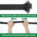 12 Pcs Adjustable Flat Bungee Cords with Hooks, 78" Long Flat Heavy Duty Latex Straps with Length Adjustment Metal Buckle, for Outdoor, Camping, Tarps, Bike Rack, Truck, Moving Heavy Duty Cargo (Black