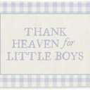 RTXLEZM Baby Boy Nursery Decor, Boys Room Decor,Nursery Thank Heaven for Little Boys Large Canvas Banner Flag Print,Blue Gingham Wall Art Hanging for Toddler Playroom Bedroom Kids room36x24
