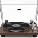 Turntable Record Player Wireless Output Vinyl Players Aluminium Platter Carbon Fiber Tonearm Belt-Drive LP 33 45 RPM Phono Audio AT-3600L MM Cartridge RCA Line Anti-Skate Pitch Control Dark Brown