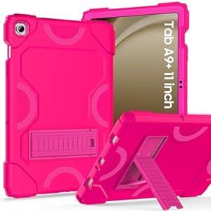 MARIWIVI Case for Samsung Galaxy Tab A9+ 11 Inch 2023 Model (X210/ X216/ X218), Heavy Duty Shockproof Rugged Protective Case for Galaxy Tab A9 Plus Tablet (Hot Pink)