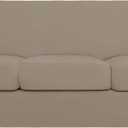 Soft Couch Cover for Dogs - Washable Sofa Slipcover for 3 Separate Cushion Couch - Elastic Furniture Protector for Pets, Kids Natural