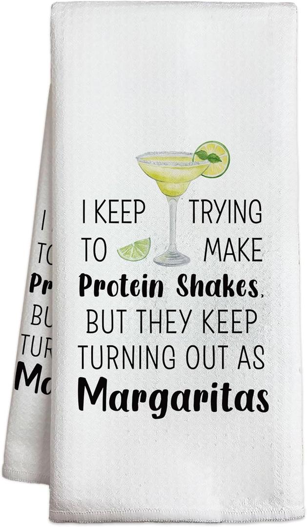 Funny Kitchen Hand Dish Towel, 16x24 Inch Cute Waffle Weave Towel, Absorbent Quick Dry Cloth, Margarita Style Decoration for Kitchen, Best Housewarming Gifts for Friends-A16