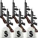 9 Pcs Inflatable Gun Props Canvas Money Pouch Set Party Decorating Money Bag with Drawstring Closure Inflatable Gun, 1920s Cosplay Theme Party Birthday Decorating Outdoor Sports Game Toy Supplies