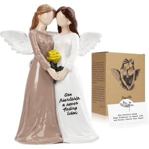 Gifts for Women, 6.3" Guardian Angel Statue Figurine of Two - Heartwarming Gift for Mom, Her, Teen Girl - Symbol of Companionship & Hope, Home Decor