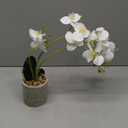 Suncalla 2 Pcs Fake Orchids Flowers in Pot Faux Orchids Artificial Floral Phalaenopsis with Vase for Home Wedding Table Centerpiece Bathroom Indoor Room Office Desk Decoration