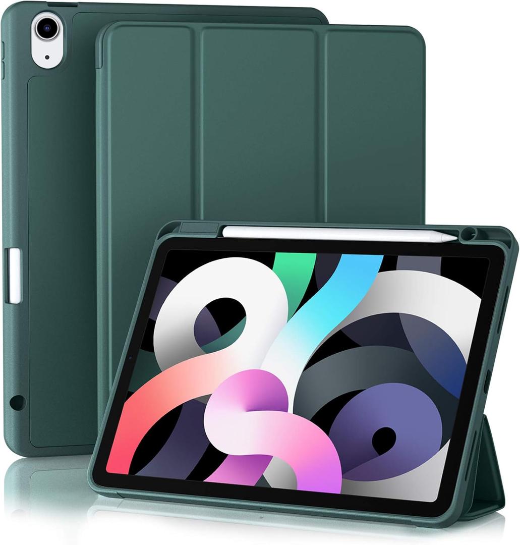 Akkerds Compatible with iPad Air 6th Generation 11 Inch Case M2 2024, for iPad Air 5th/4th Generation Case 2022/2020 10.9 Inch with Pencil Holder[Auto Sleep/Wake], PineGreen