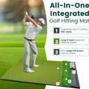 Golf Hitting Mat with Ball Tray 5x4ft Dual-Turf Practice Mat for Indoor & Outdoor Use Golf Training Mat with Rubber Tee Holes, Suitable for Swing Driving & Chipping, 5 x 4 ft - 1.02"