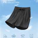 G4Free Ribbed Womens Athletic Shorts High Waisted Drawstring Gym Running Shorts with Pockets (Black, XL)