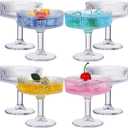 8 Pcs Ribbed Vintage Coupe Glasses 7 oz Martini Glasses Champagne Coupe Classic Cocktail Glassware Reusable Ribbed Glassware for Cocktail Martini European Style (Clear)