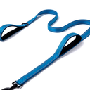 Heavy Duty Hands Free Dog Leash for Medium to Large Dogs for Comfortable Running, Jogging Walking | Dual D-Rings | Soft Padded Traffic Handle | Both Ends 360 Rotating Carabiners (Leash Length 7.7 ft) (Blue)
